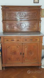Credenza d'Epoca in Legno Massiccio con marmo
