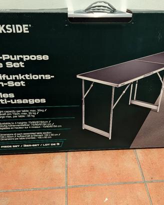 tavolo 3 pezzi 100x60 Lidl parkside 517291 nuovo
