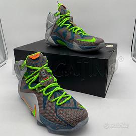 SCARPE UOMO NIKE LEBRON XII PRM AZZ/ARANC/VERDE IN