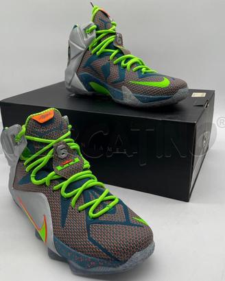 SCARPE UOMO NIKE LEBRON XII PRM AZZ/ARANC/VERDE IN