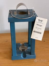 IKEA HÄNGA Lanterna/Portacandele Blu Avio in Legno