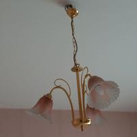 Lampadario vetro & metallo dorato - 30€