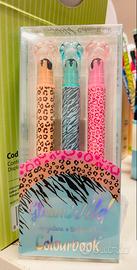 Colourbook - Set 3 evidenziatori con stampino