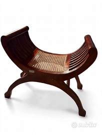Sgabello Kartini Savonarola in Teak e Paglia