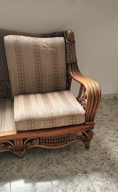 Divano e tavolino in bamboo e rattan