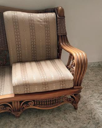 Divano e tavolino in bamboo e rattan