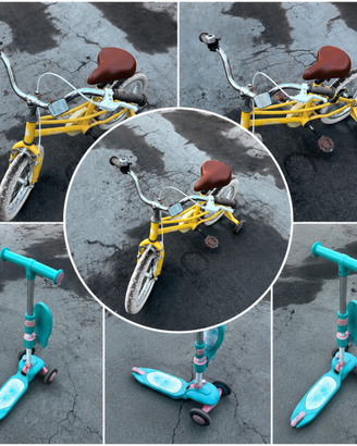 Bicicletta 3-8 anni . Monopattino da 2 fino 55 kg