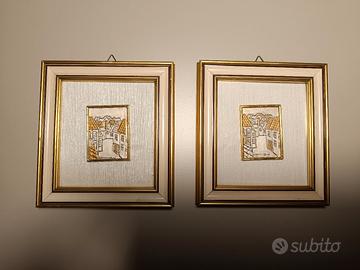 Coppia di Quadretti in Argento 925 e Oro 