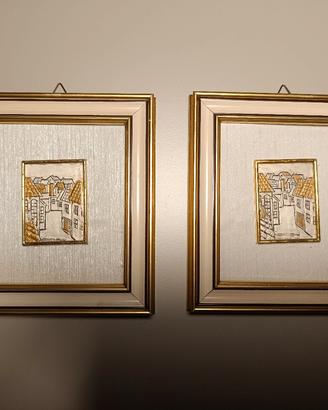 Coppia di Quadretti in Argento 925 e Oro 