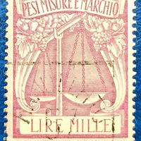 ITALIA Marca da bollo Pesi Misure e Marchio monocr