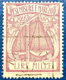 ITALIA Marca da bollo Pesi Misure e Marchio monocr