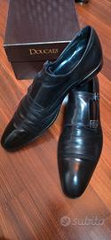 scarpe uomo Doucal’s Monk Strap nere in pelle 