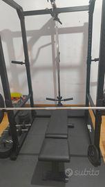 Rack palestra + manubri + pesi + panca + bilanceri