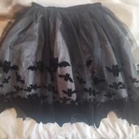 gonna tulle nero e grigio con pipistrelli 