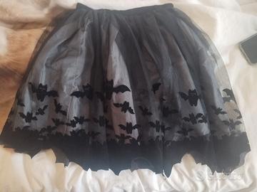 gonna tulle nero e grigio con pipistrelli 