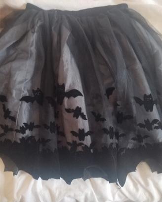 gonna tulle nero e grigio con pipistrelli 