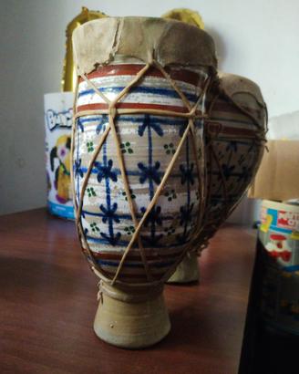Bongo ornamentale a due tamburi in ceramica