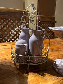 Alzatina porta torta o biscotti e set oliera