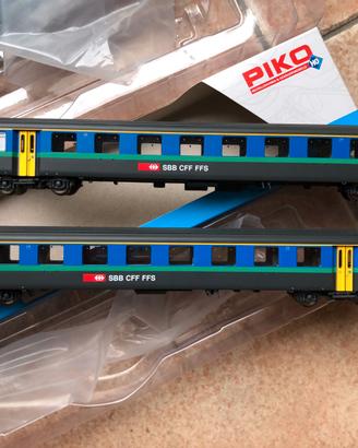 trenini PIKO coppia vagoni SBB pappagallo 96797 ab