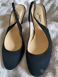 Scarpe con cinturino posteriore 37 nere tessuto