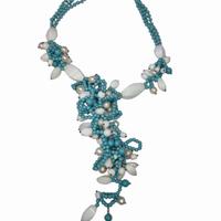 Collana/Collier con perle turchesi e bianche