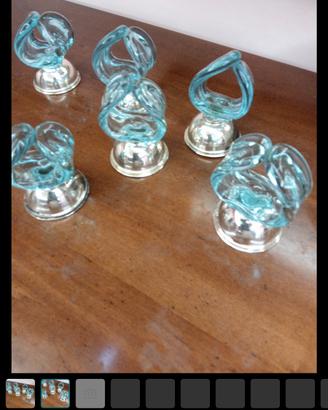 Portatovaglioli Vintage Vetro di Murano e Argento