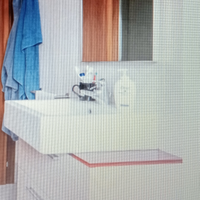 Lavandino bagno mobile e specchio con luce