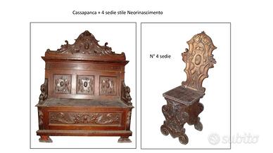 Cassapanca + 4 sedie - Neorinascimento