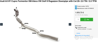 DOWNPIPE RAGAZZON 50.0948.80 PER GOLF MK8 R S3 8Y