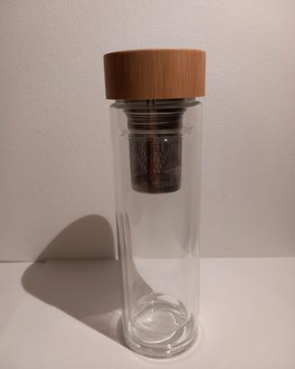 thermos borraccia vetro trasparente con infusore