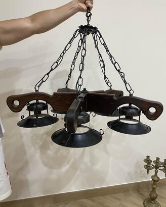Lampadario a sospensione in legno