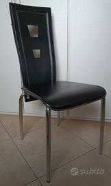 6 sedie nere in pelle (simil cuoio)