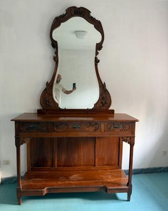 Toilette/consolle antica con specchio stile Libert