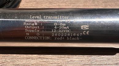 Sensore livello sommergibile 0-5m, 4-20mA, YB-2J-F