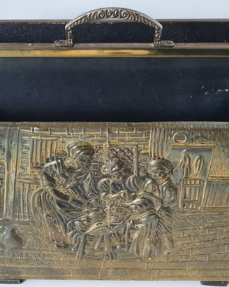 Contenitore vintage legno e ottone inglese