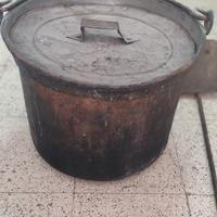 pentola antica vintage paletta ferro 