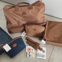 Borsone + accessori pelle scamosciata