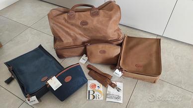 Borsone + accessori pelle scamosciata