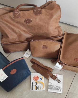 Borsone + accessori pelle scamosciata