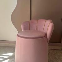 Pouf rose in velluto con contenitore