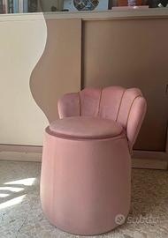 Pouf rose in velluto con contenitore