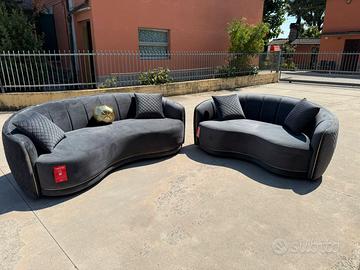 Set Divano e Loveseat 2 Pezzi in Velluto – Grigio