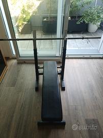 Panca pesi con supporti + bilanciere Domyos