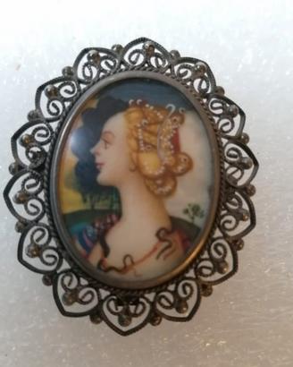 SPILLA D'EPOCA IN ARGENTO 800