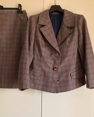 Giacca e gonna vintage pied de poule taglia 50/52