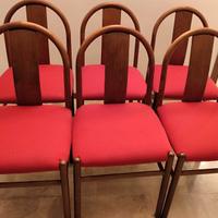 6 sedie da salotto in legno di noce foderate