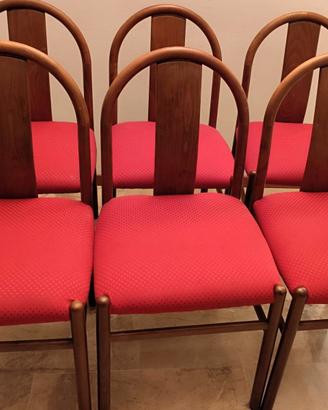6 sedie da salotto in legno di noce foderate