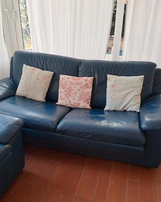 divano letto pelle blu