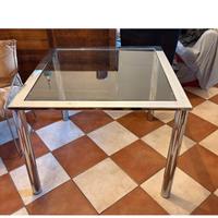 tavolo acciaio e vetro di design anni 70