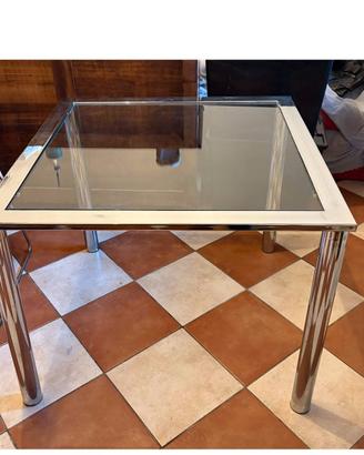 tavolo acciaio e vetro di design anni 70